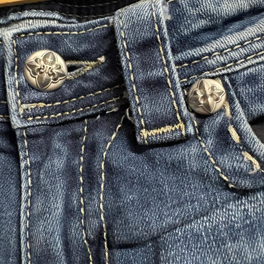 Miss Me Angel Wing Straight Jeans Womens 28 Blue Denim Embellished Flap Pocket