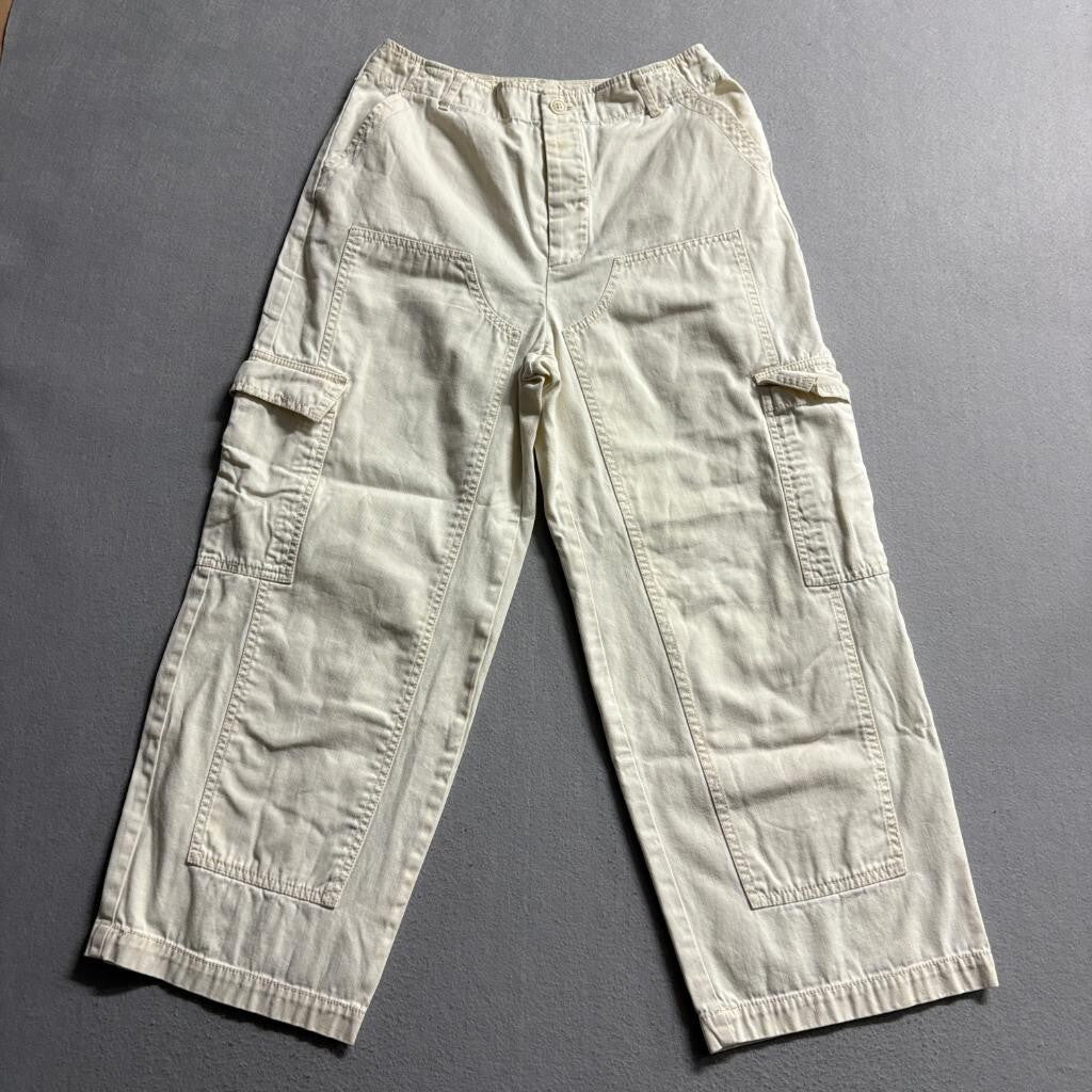 Universal Thread Cargo Pants Womens Size 6 Beige Cream Wide Leg Cotton Utility