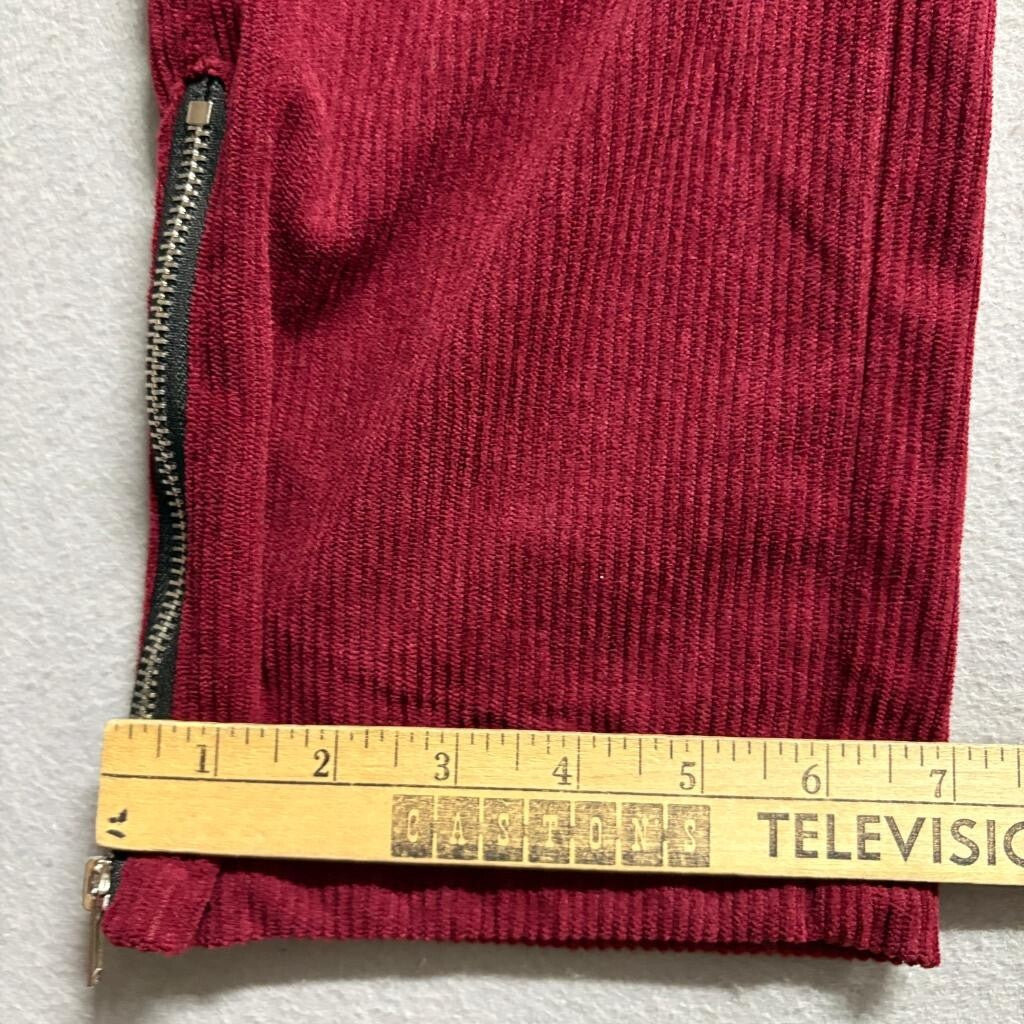 Unbranded Mens Corduroy Cargo Pants Medium Burgundy Red Zipper Ankle Drawstring