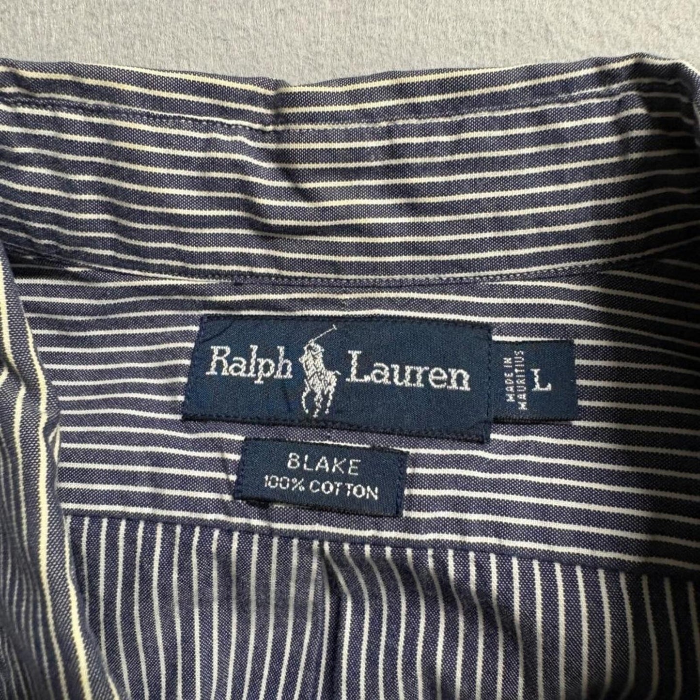 Ralph Lauren Blake Shirt Mens Large Blue White Striped Button Down Cotton