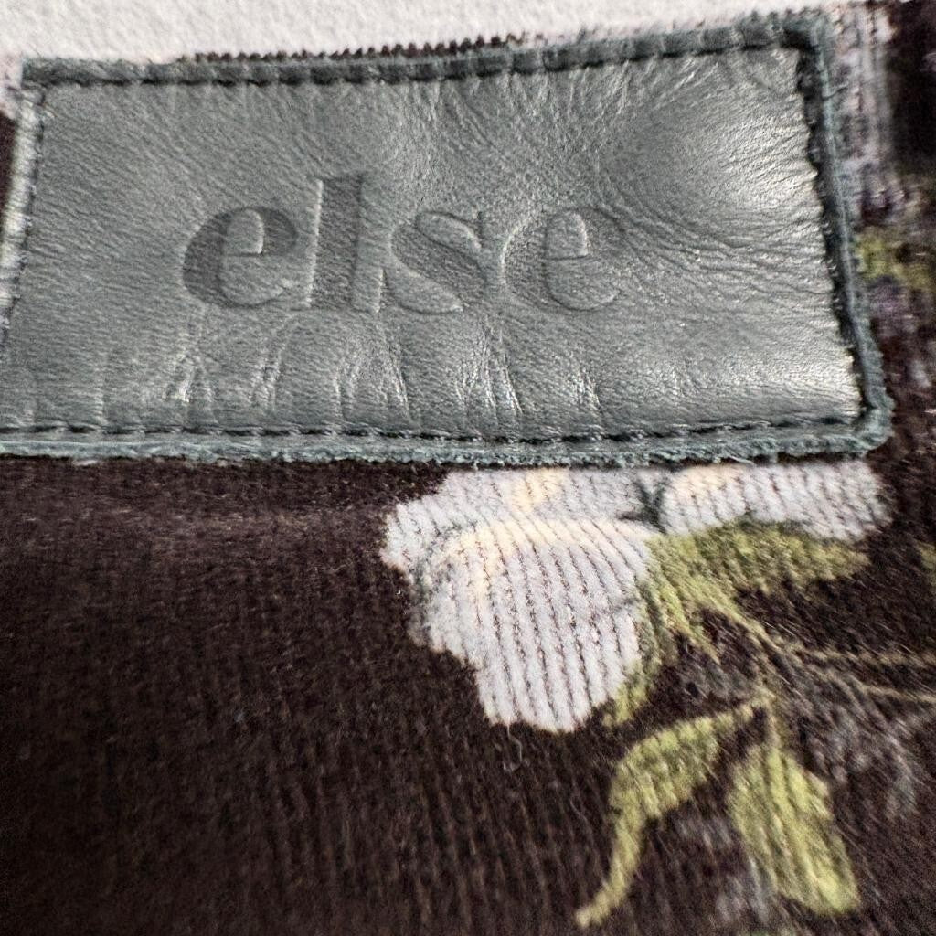 Else Floral Corduroy Skinny Pants Womens Size 28 Brown Rose Print Stretch