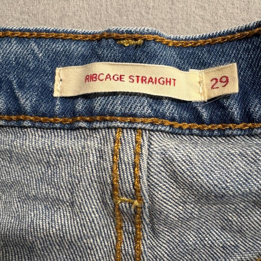 Levi's Premium Ribcage Straight Jeans Womens 29 Blue Denim High Rise Button Fly