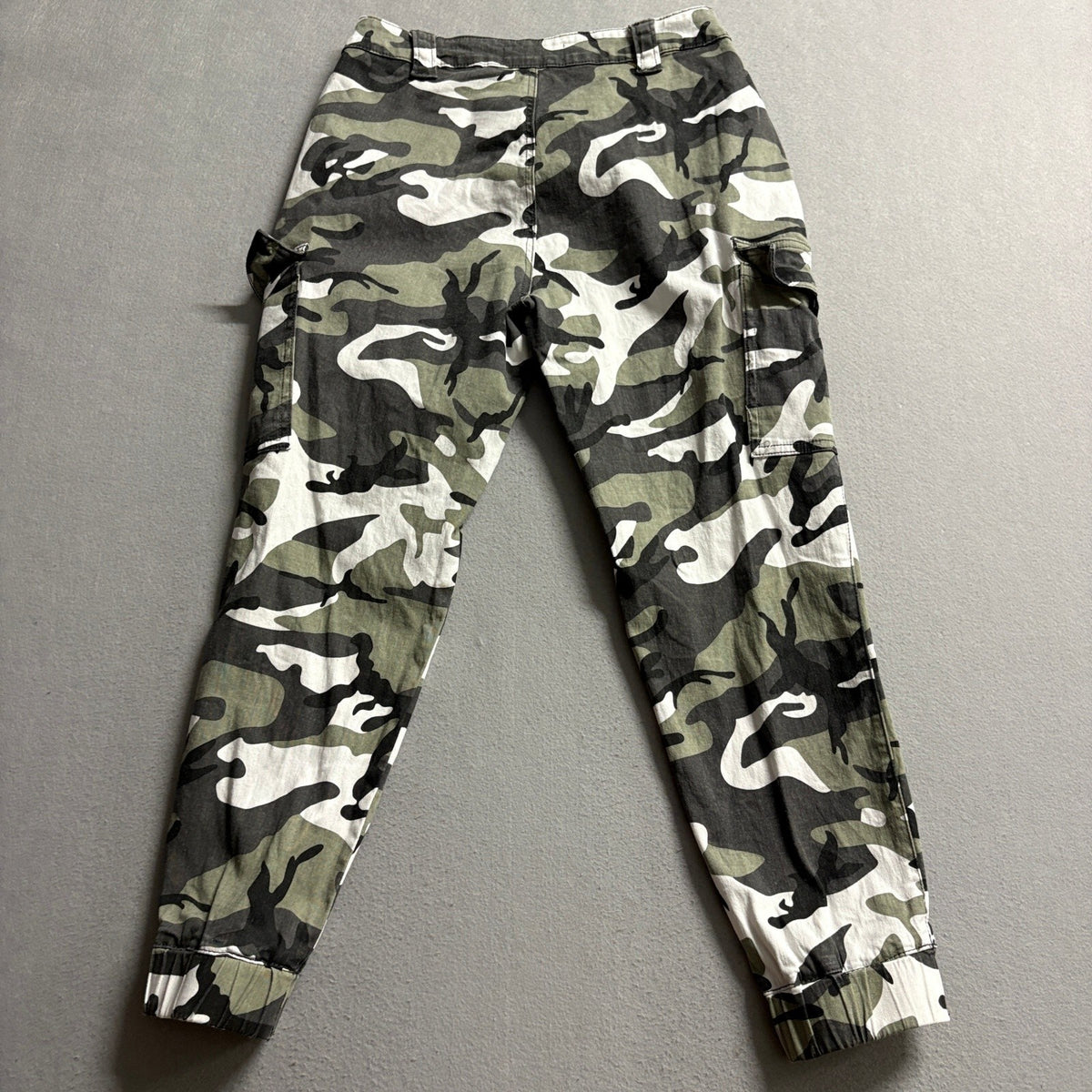 Almost Famous Camo Cargo Jogger Pants Womens Large Green Camouflage Utility