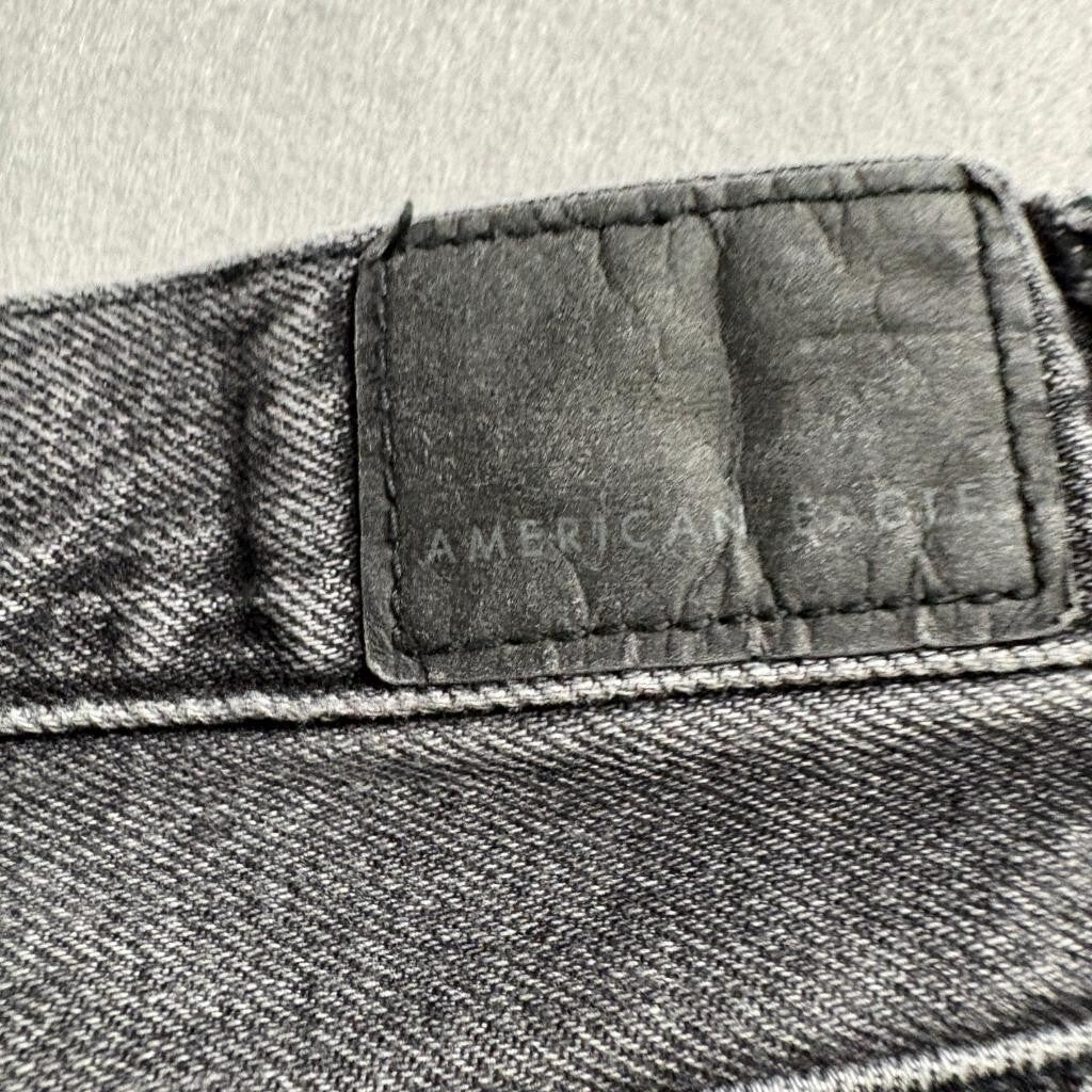 American Eagle Mom Jeans Womens Size 0 Gray Denim Distressed Ripped High Rise