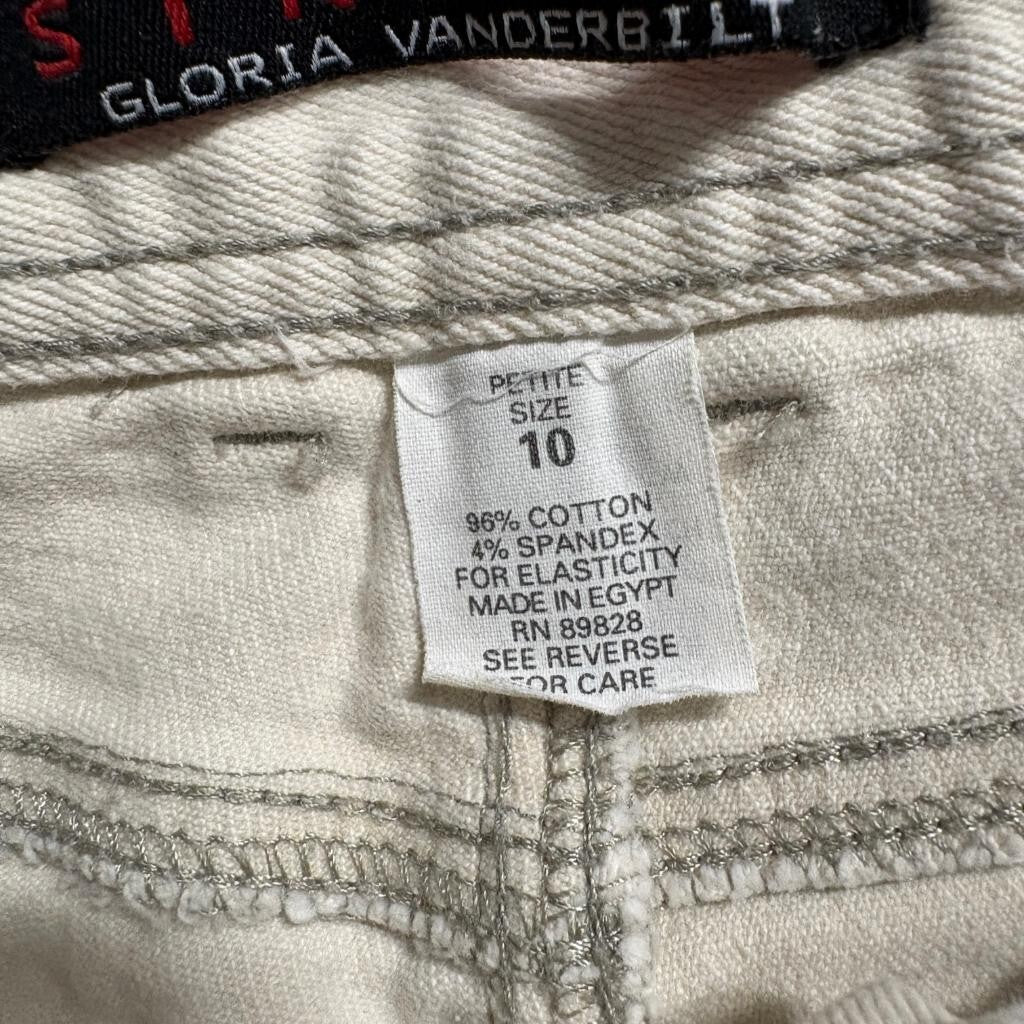 Gloria Vanderbilt Stretch Jeans Womens 10 Petite Beige Denim High Rise Straight
