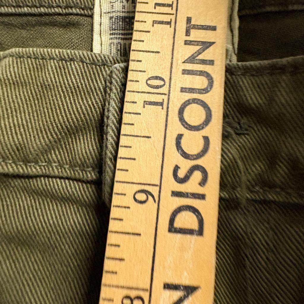 Smoke Rise Mens Moto Biker Jeans Olive Green Distressed Ribbed Size 40x32