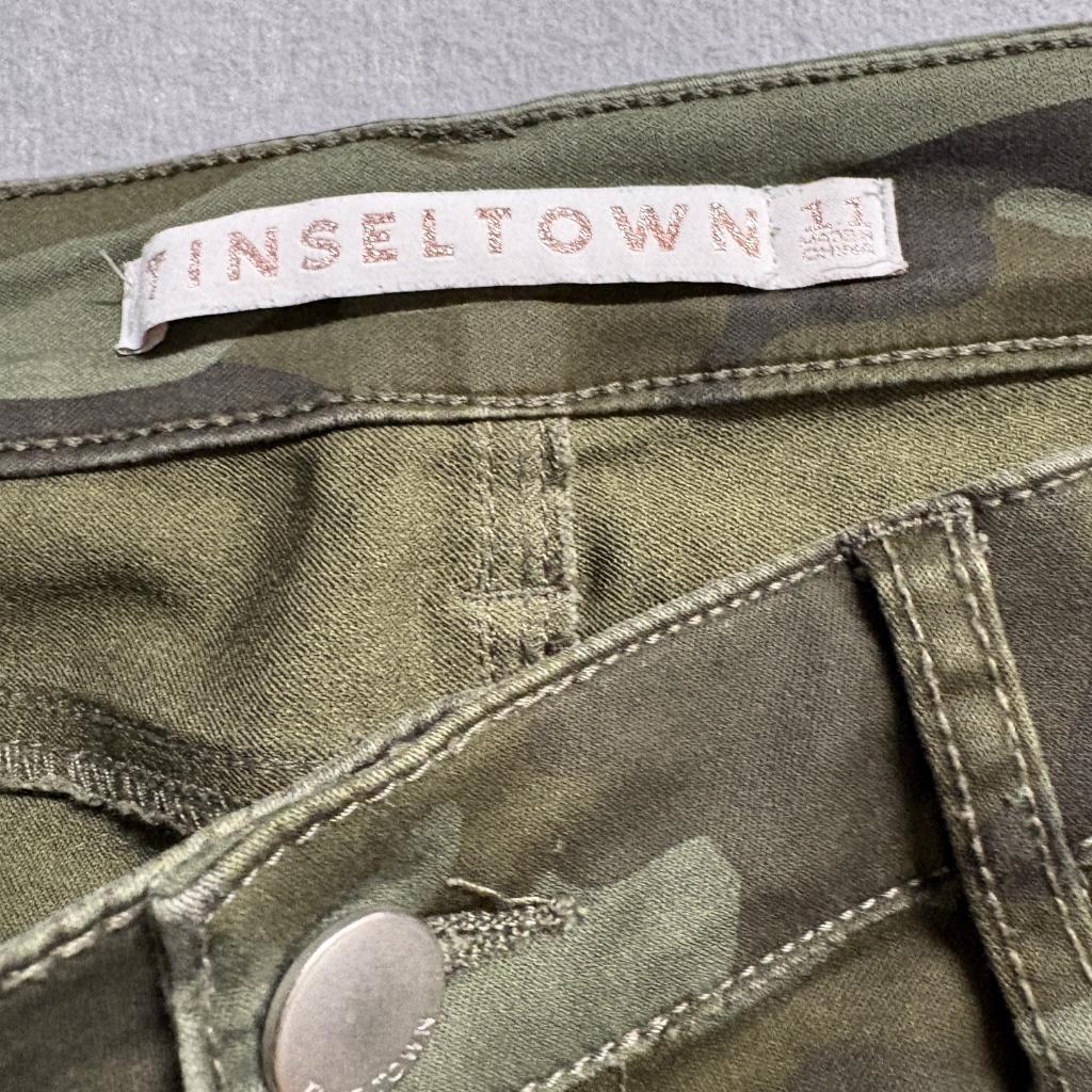 Tinseltown Camo Moto Pants Womens Size 11 Green Camouflage Skinny Ribbed Jeans