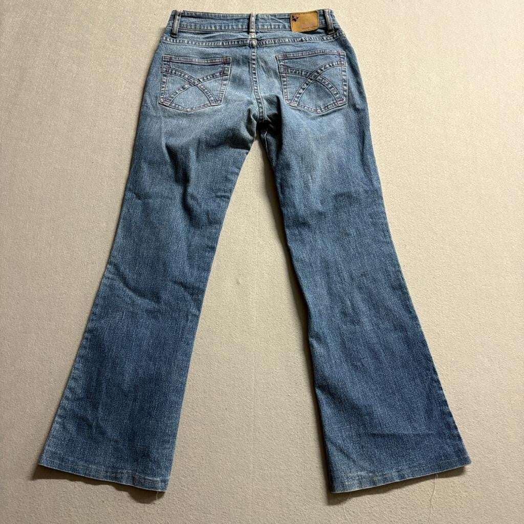 Bubblegum USA Vintage Flare Jeans Womens Size 3/4 Medium Wash Stretch Denim Y2K