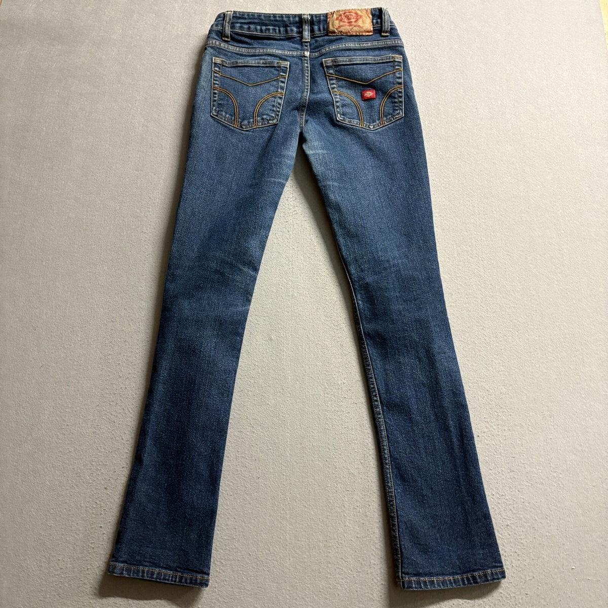 Dickies Womens Denim Jeans Size 5 Blue Medium Wash Straight Leg Work Casual
