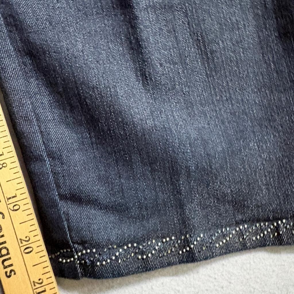NYDJ Not Your Daughters Jeans Crop Capris Womens 14 Dark Wash Studded Hem