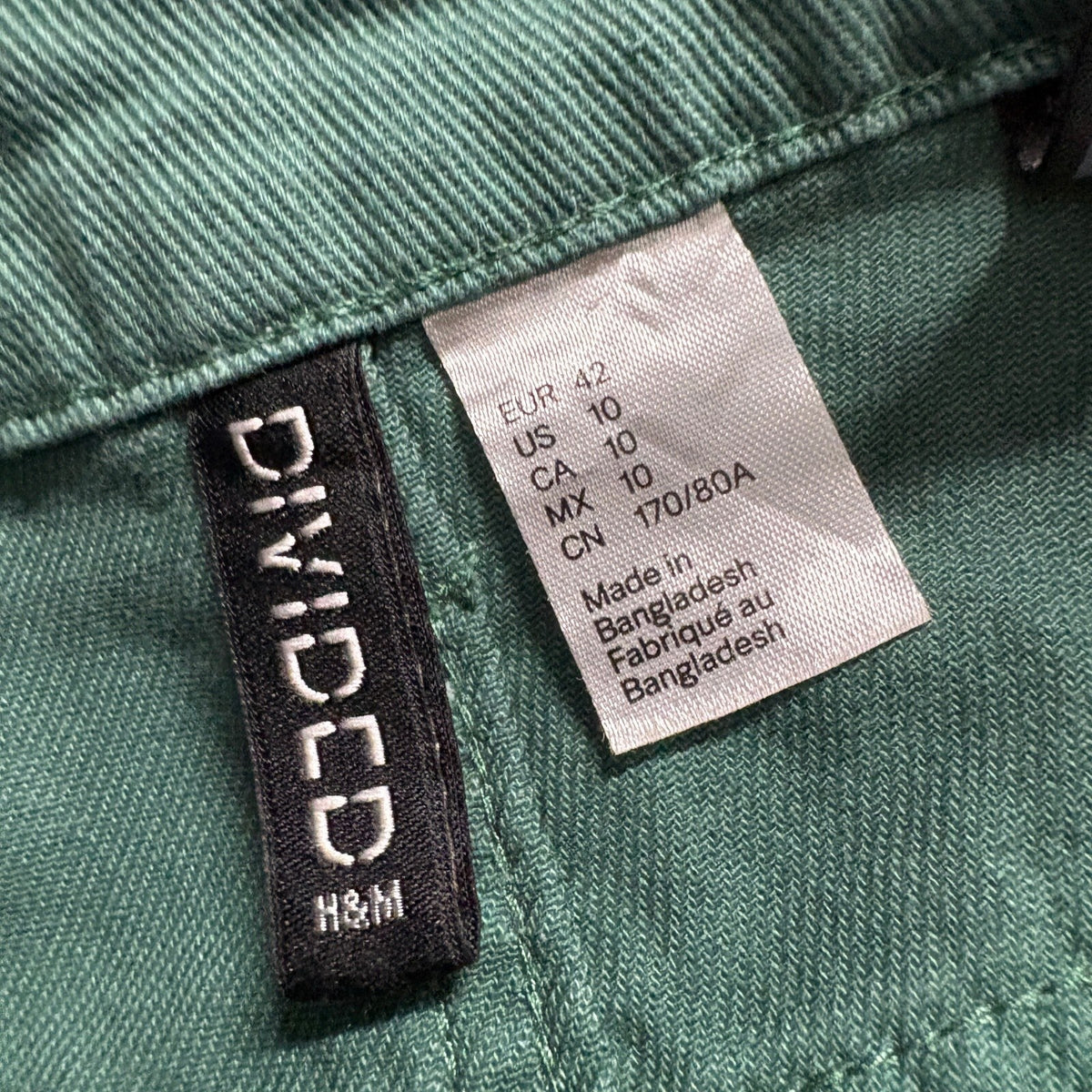 H&M Divided Womens Green Cotton Carpenter Utility Pants Size 10 Straight Leg