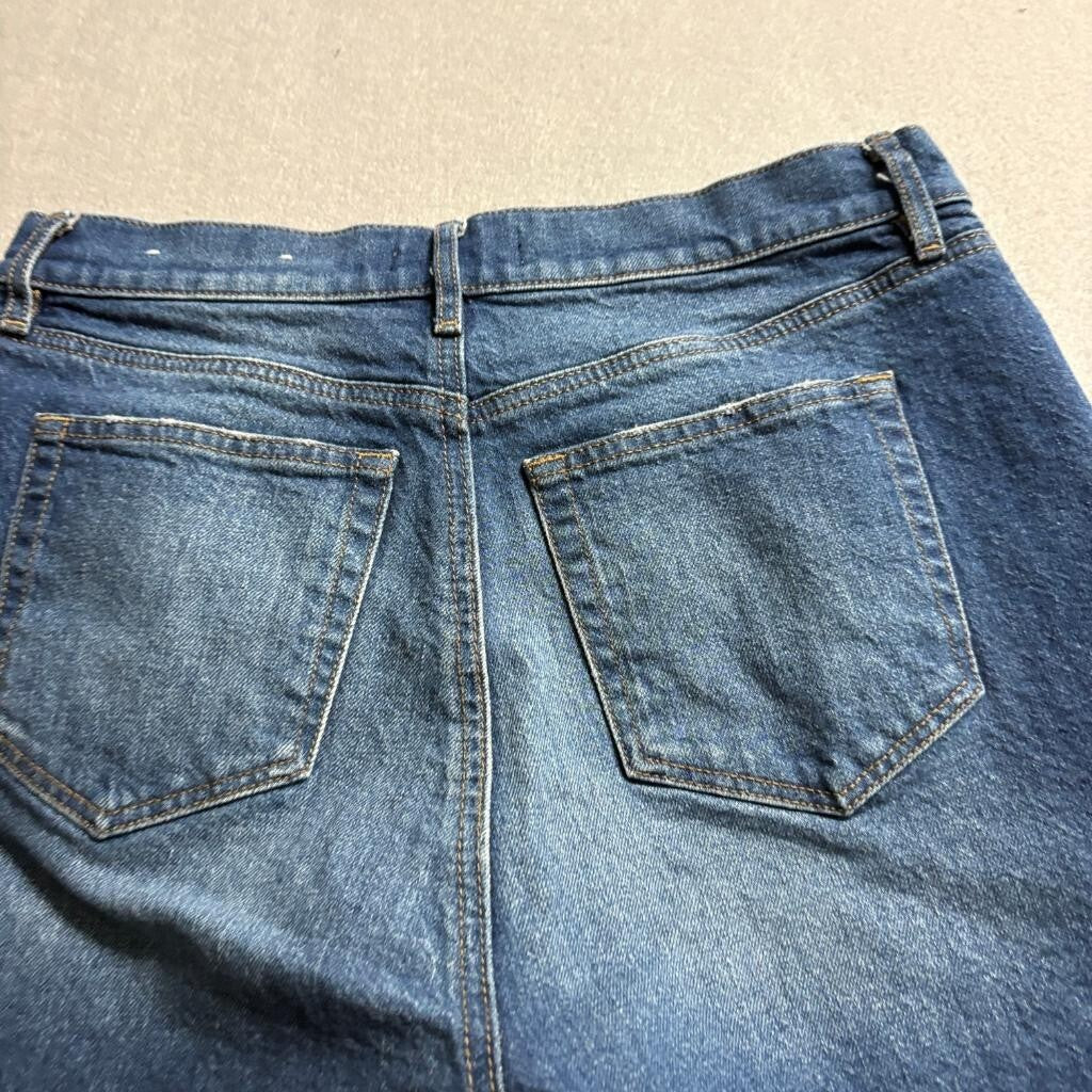 Loft Denim Bermuda Shorts Womens Size 27 4 Blue Jean Frayed Raw Hem Cut Off
