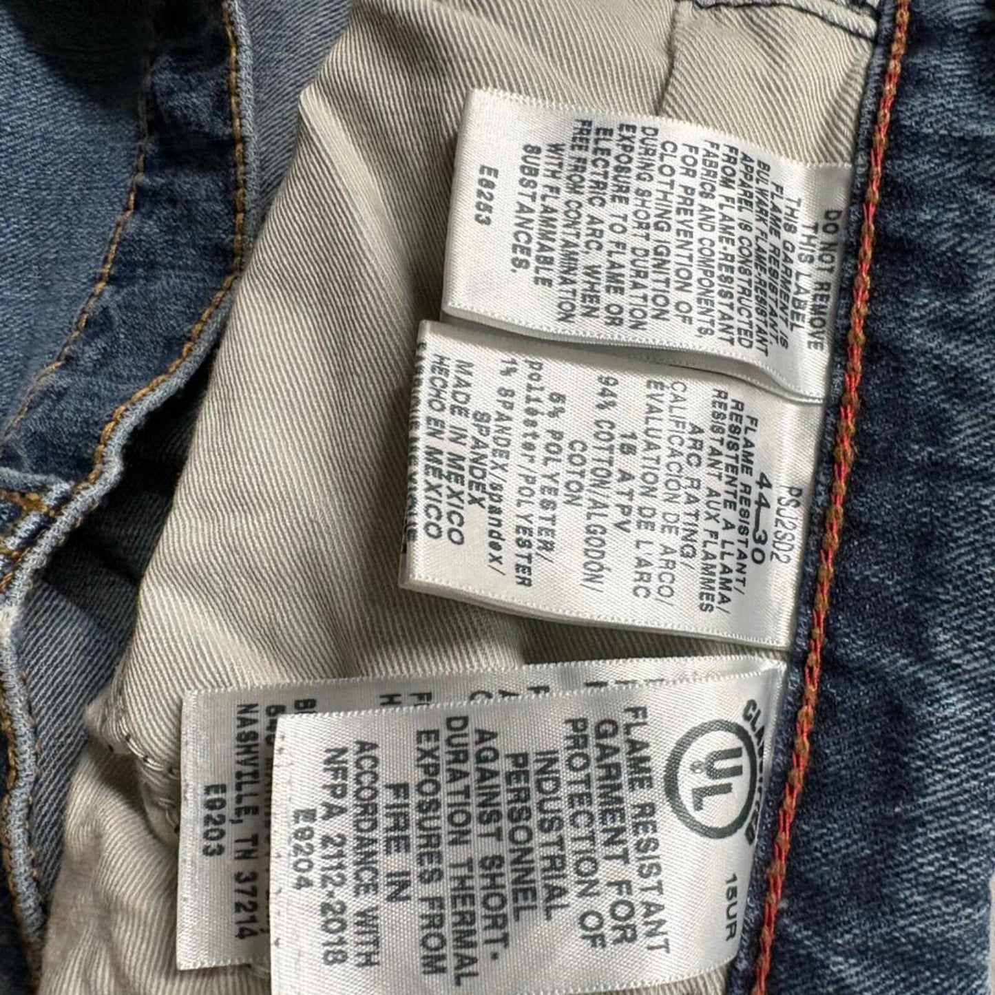Bulwark FR Flame Resistant Jeans Mens 44x30 Blue Denim Work Pants NFPA 2112 CAT2