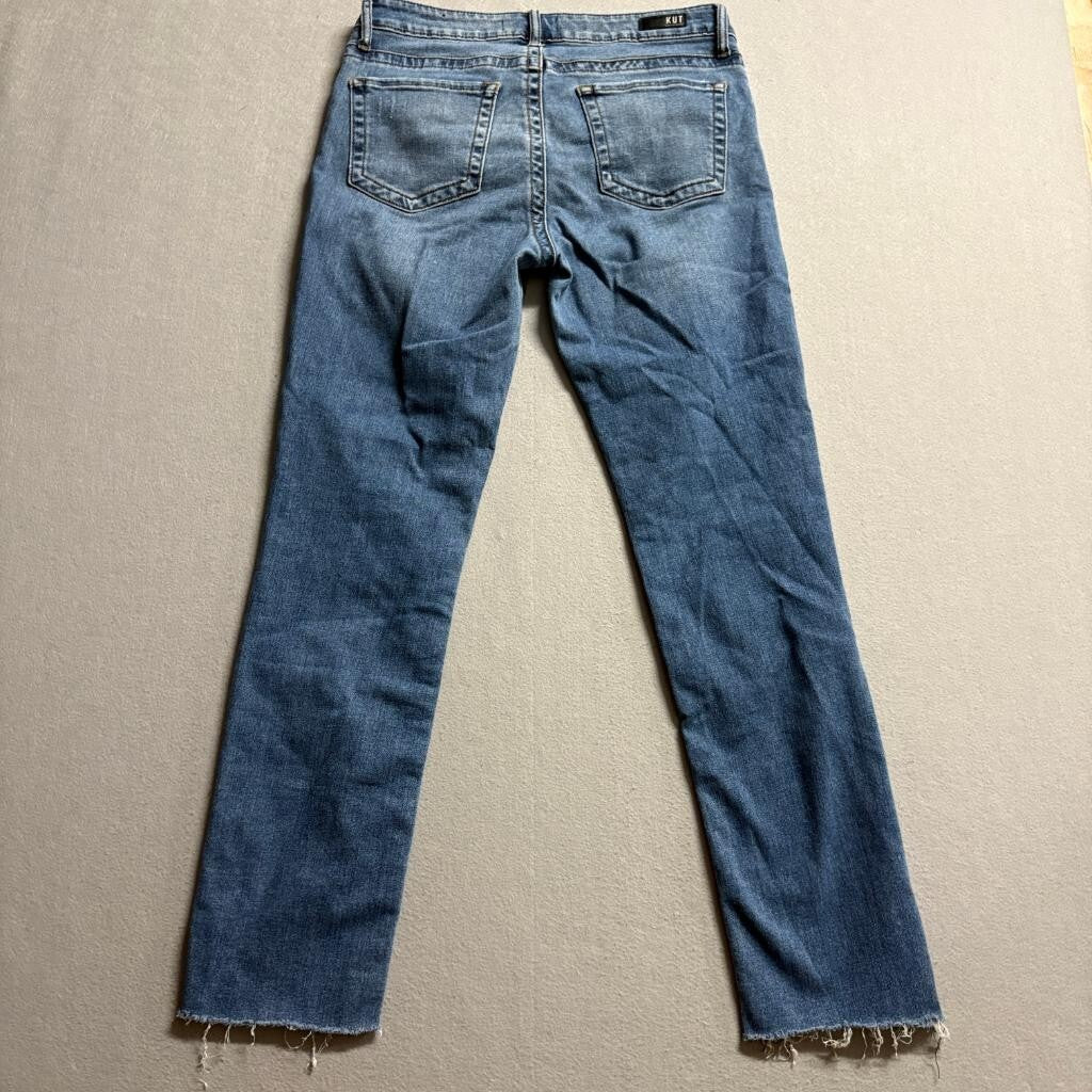 Kut from the Kloth Stevie Straight Leg Jeans Womens 6 Blue High Rise Distressed