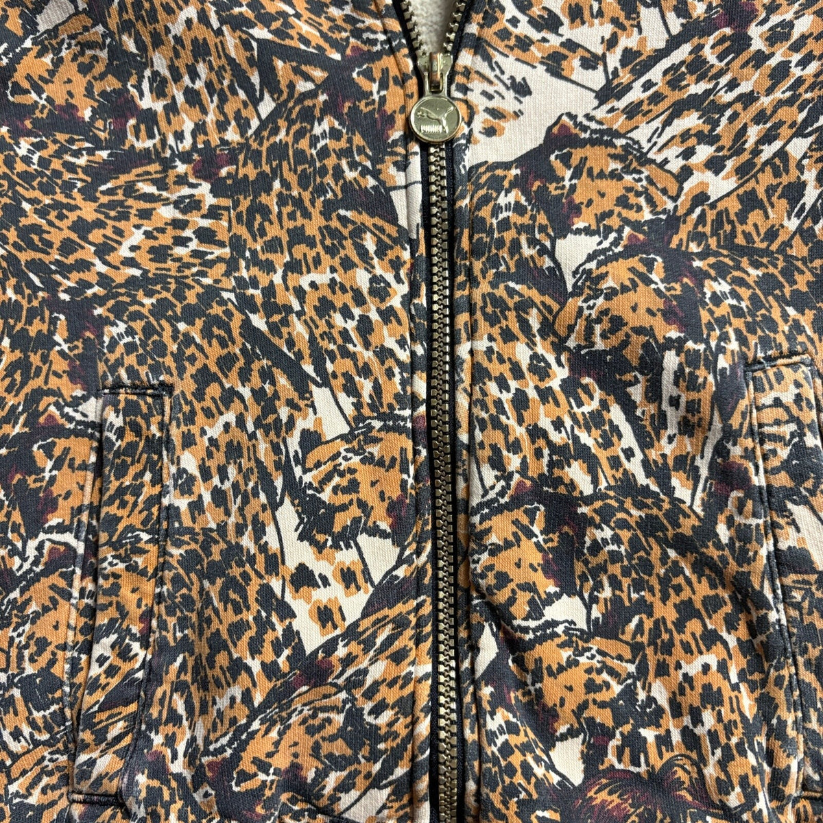 Puma Track Jacket Womens Small Leopard Print Gold Lurex Metallic Trim Full Zip