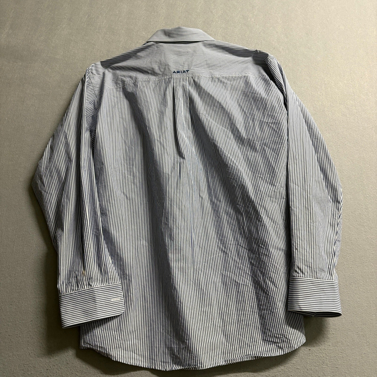 Ariat Pro Series Shirt Mens Large Blue White Striped Western Long Sleeve Button