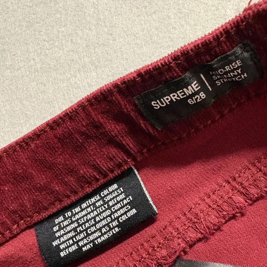 Buffalo David Bitton Supreme Mid Rise Skinny Corduroy Pants Womens 6/28 Red