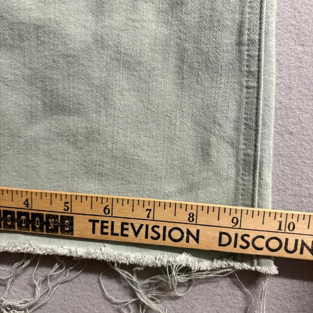 Harper Heritage High Waist Kick Crop Jeans Womens 29 Green Raw Hem Stretch