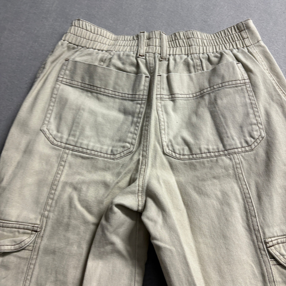 RSQ Cargo Pants Womens Small Khaki Beige Cotton Wide Leg Utility High Rise