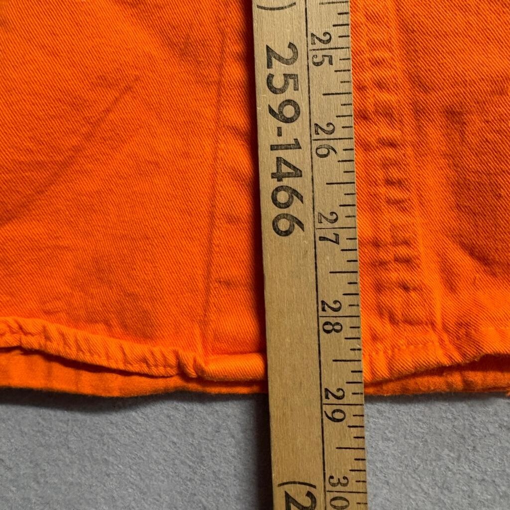 Up Time Fashion Mens Large Orange Cotton Denim Button Down Shirt Long Sleeve NWT