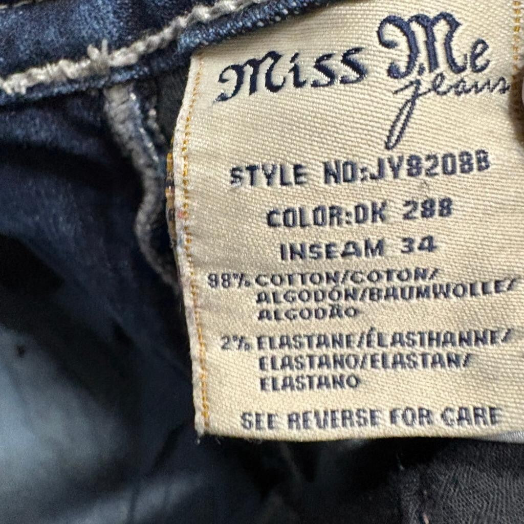Miss Me Signature Bootcut Jeans Womens Size 30 Dark Wash Fleur De Lis