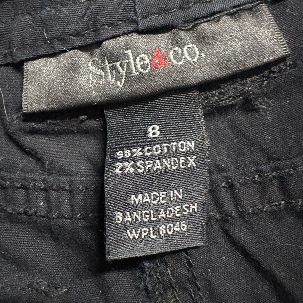 Style & Co Womens Cargo Pants Size 8 Black Capri Cropped Drawstring Hem Y2K