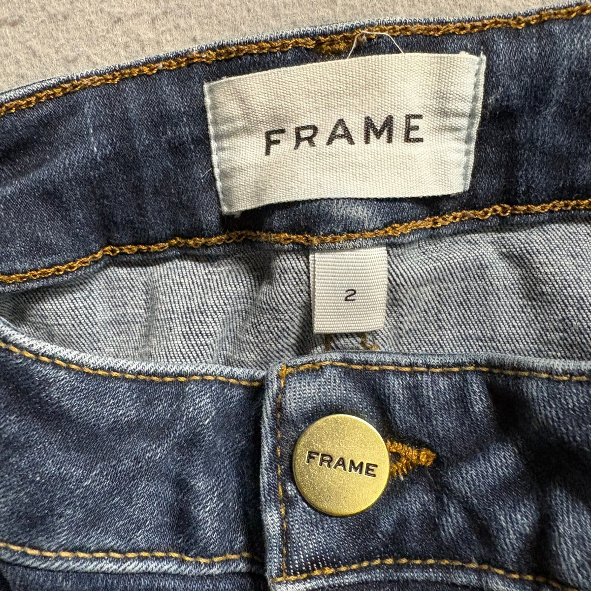 FRAME Le One Skinny Jeans Womens Size 2 Blue Stretch Denim High Rise Flaw