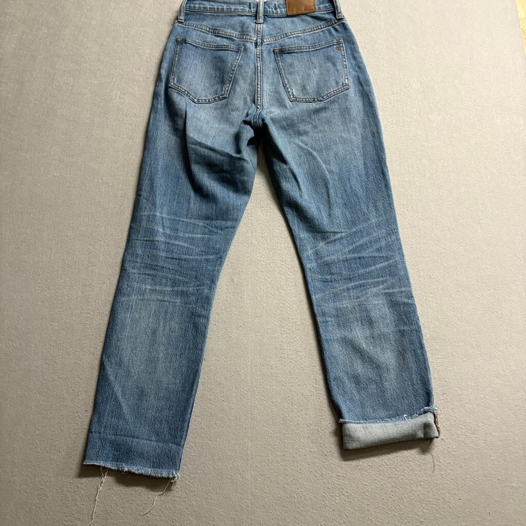 Madewell The Perfect Vintage Jean Womens 25 Blue Denim High Rise Raw Hem Stretch