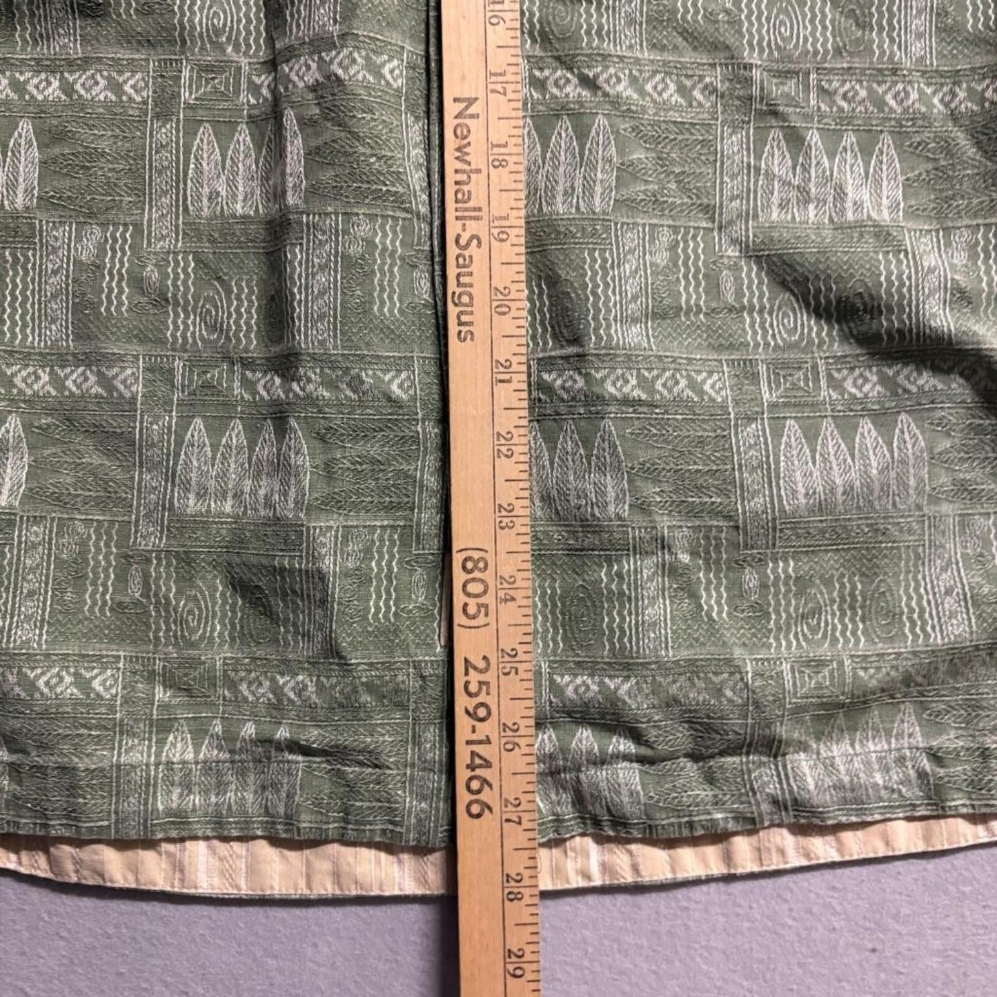 Jamaica Jaxx Mens Medium Green 100% Silk Jacquard Hawaiian Camp Shirt Surfboards