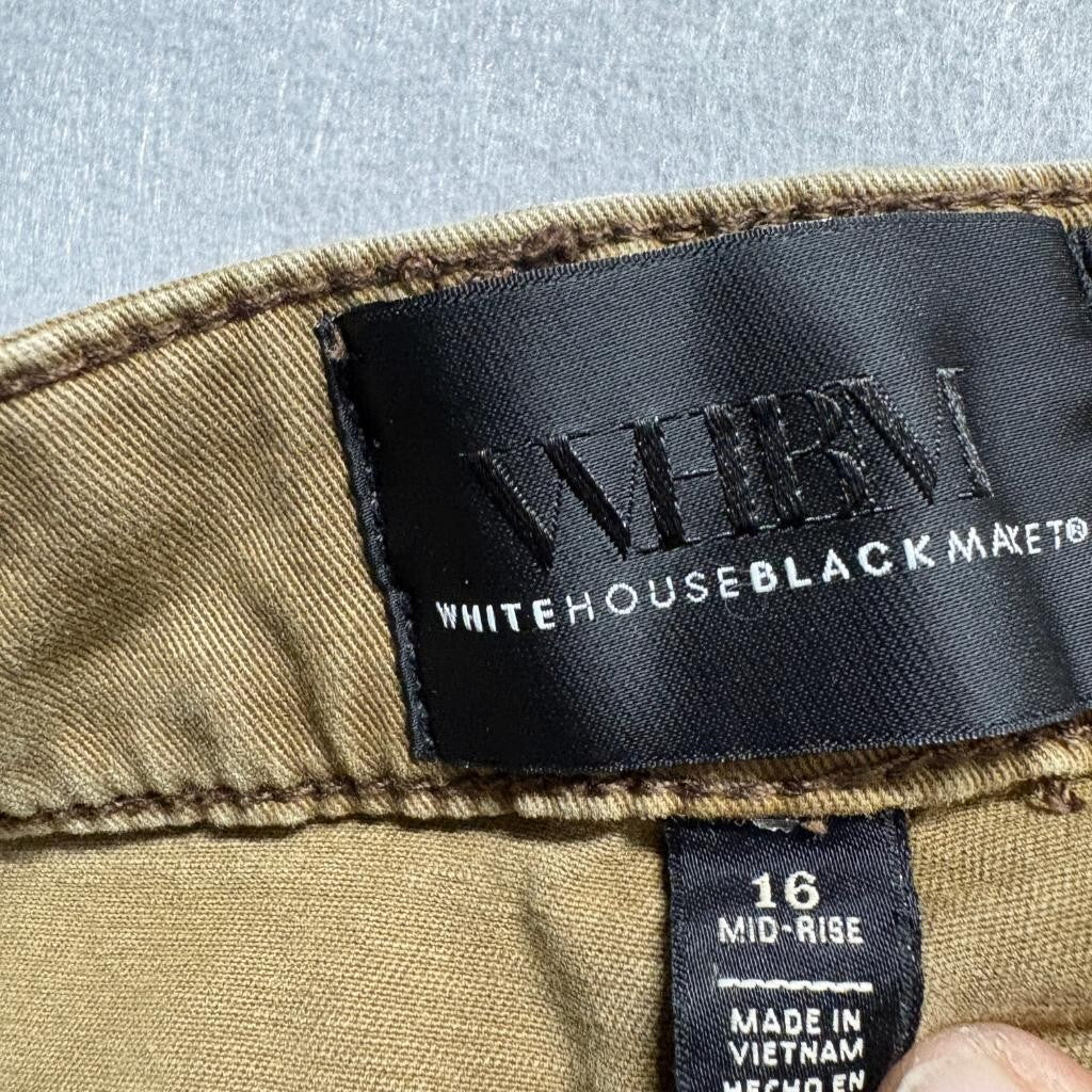 White House Black Market Crop Pants Womens 16 Brown Mid Rise Straight Leg Cargo
