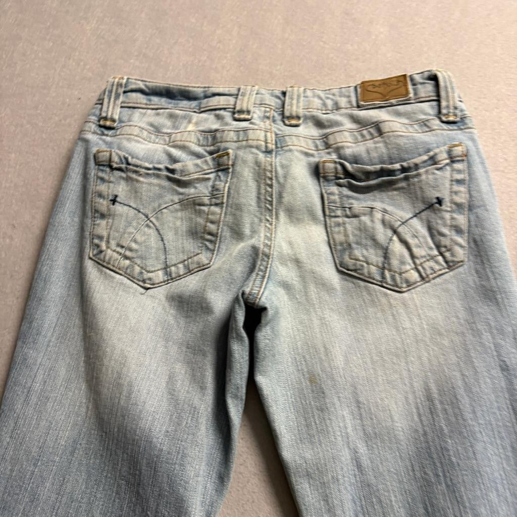 Behold Amber Flare Leg Jeans Juniors Size 5 Light Wash Denim Low Rise