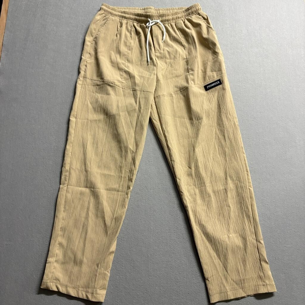 Manfinity Progress Textured Jogger Pants Womens Large Beige Drawstring Casual