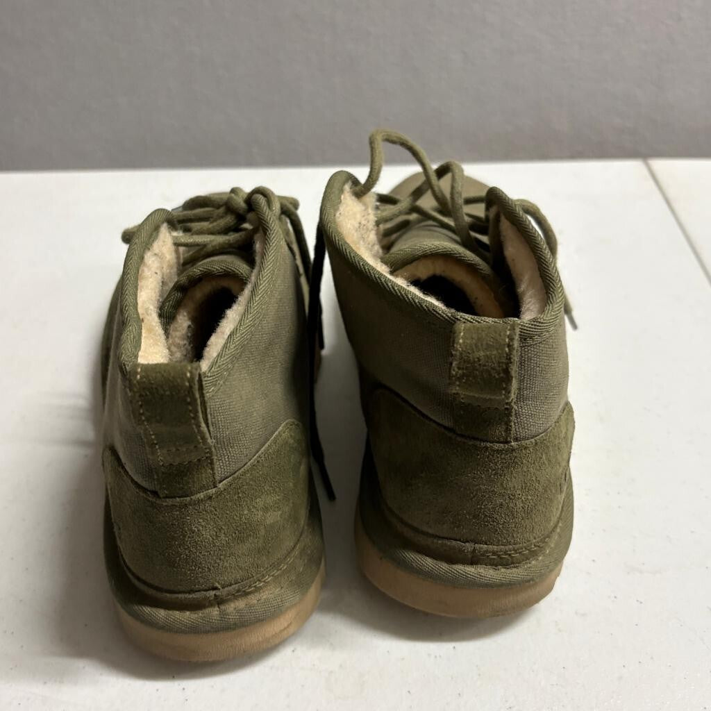 UGG Neumel Canvas Moss Green Mens Boots Size 8 Wool Lined Chuka Boots 1118264