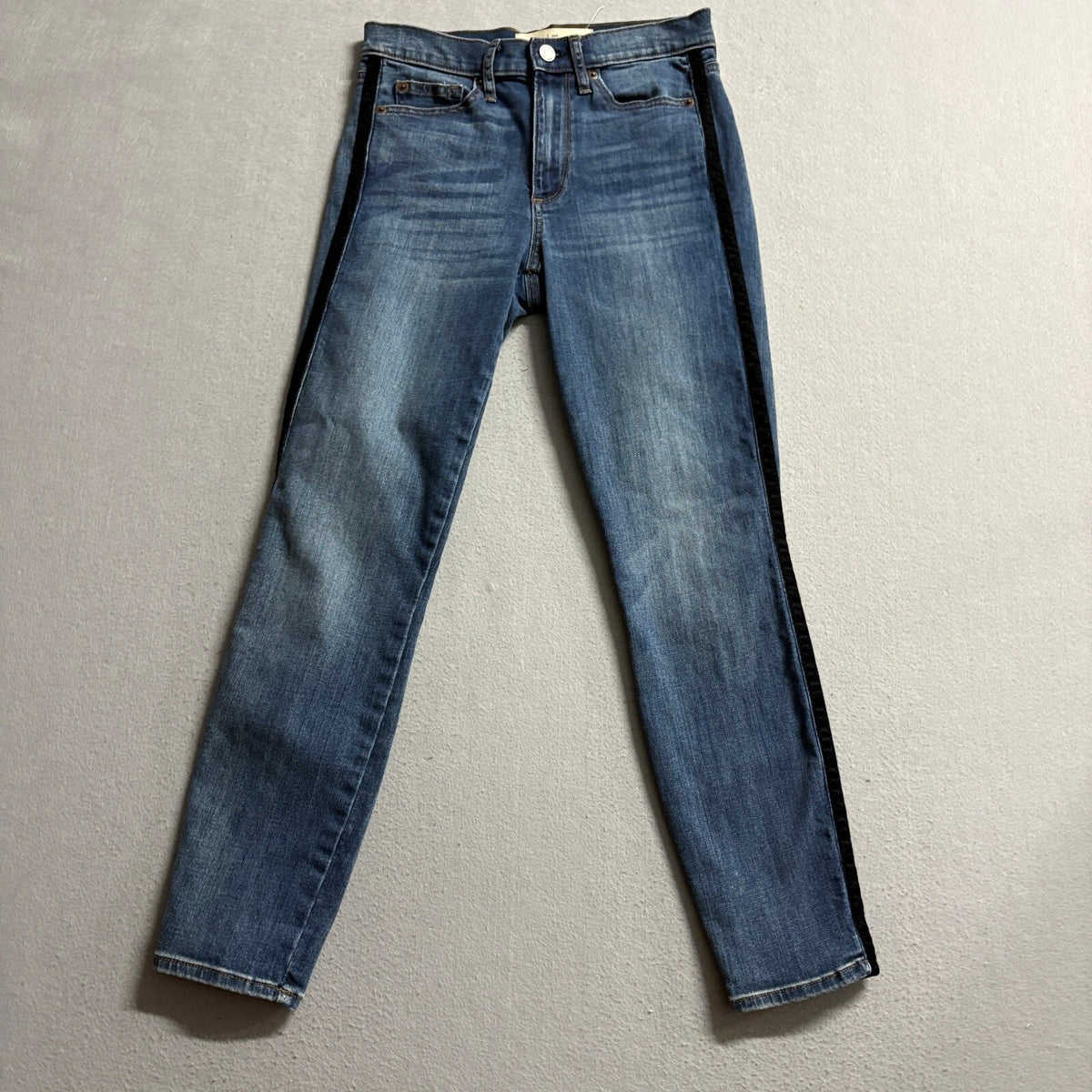 Gap 1969 True Skinny Super High Rise Jeans Womens 26R Blue Velvet Side Stripe