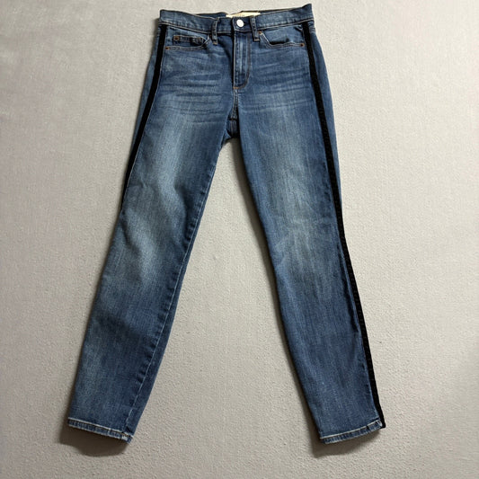 Gap 1969 True Skinny Super High Rise Jeans Womens 26R Blue Velvet Side Stripe