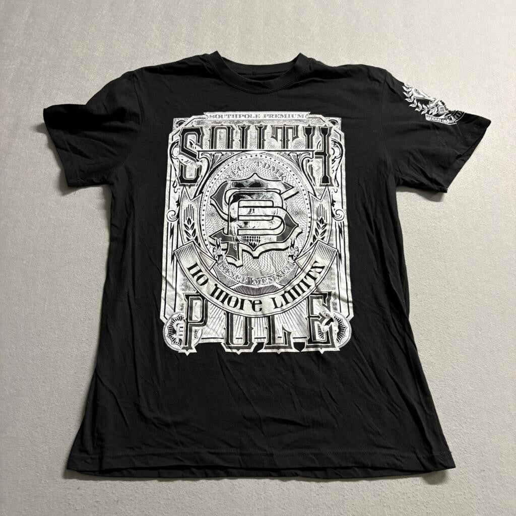 Southpole T-Shirt Mens Medium Black Graphic Print No More Limits Skull Cotton