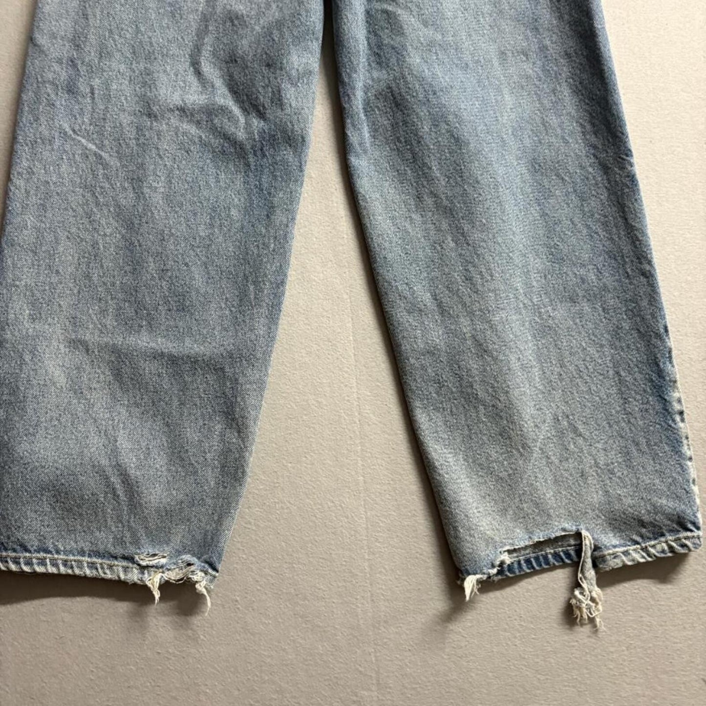 JJIM Wide Leg Jeans Womens Size S Blue Denim High Rise Distressed Hem 100%