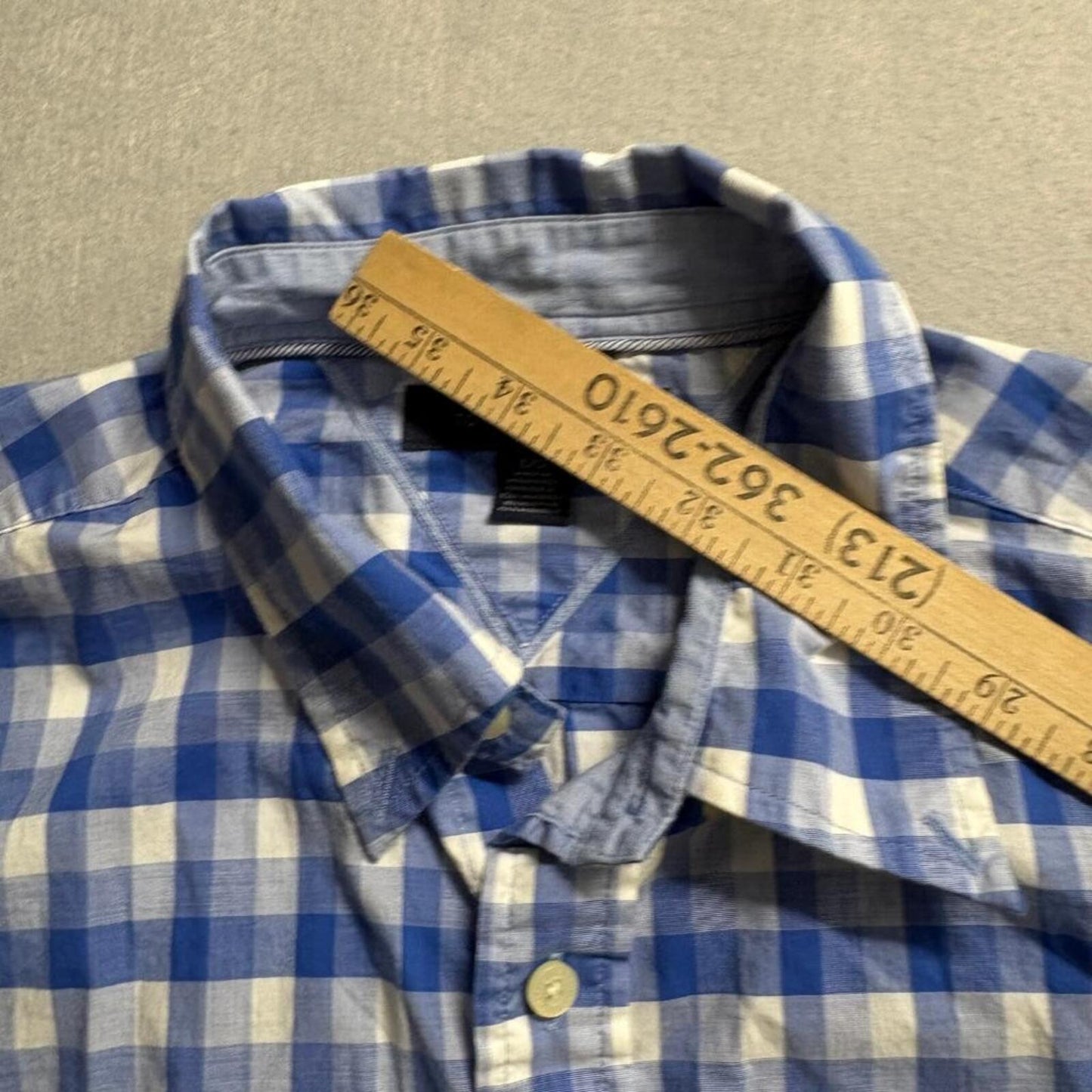 Tommy Hilfiger Shirt Mens Large Blue White Gingham Plaid Long Sleeve Button Up