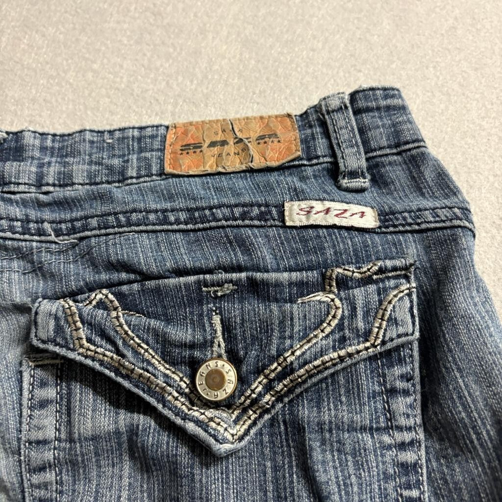 Saza Jeans Womens Size 11 Blue Denim Stretch Straight Leg Low Rise Y2K