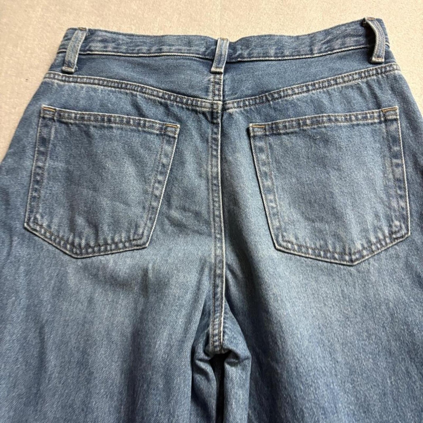 Uniqlo Wide Leg Jeans Womens 25 Blue Denim High Rise Cotton Blend like 29x28