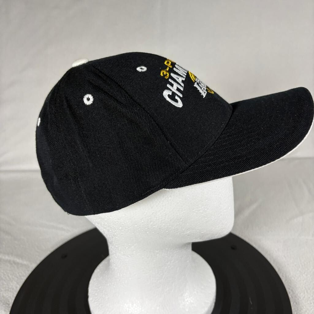 Los Angeles Lakers 3-Peat Champions Hat Cap Vintage NBA Black Hook and Loop