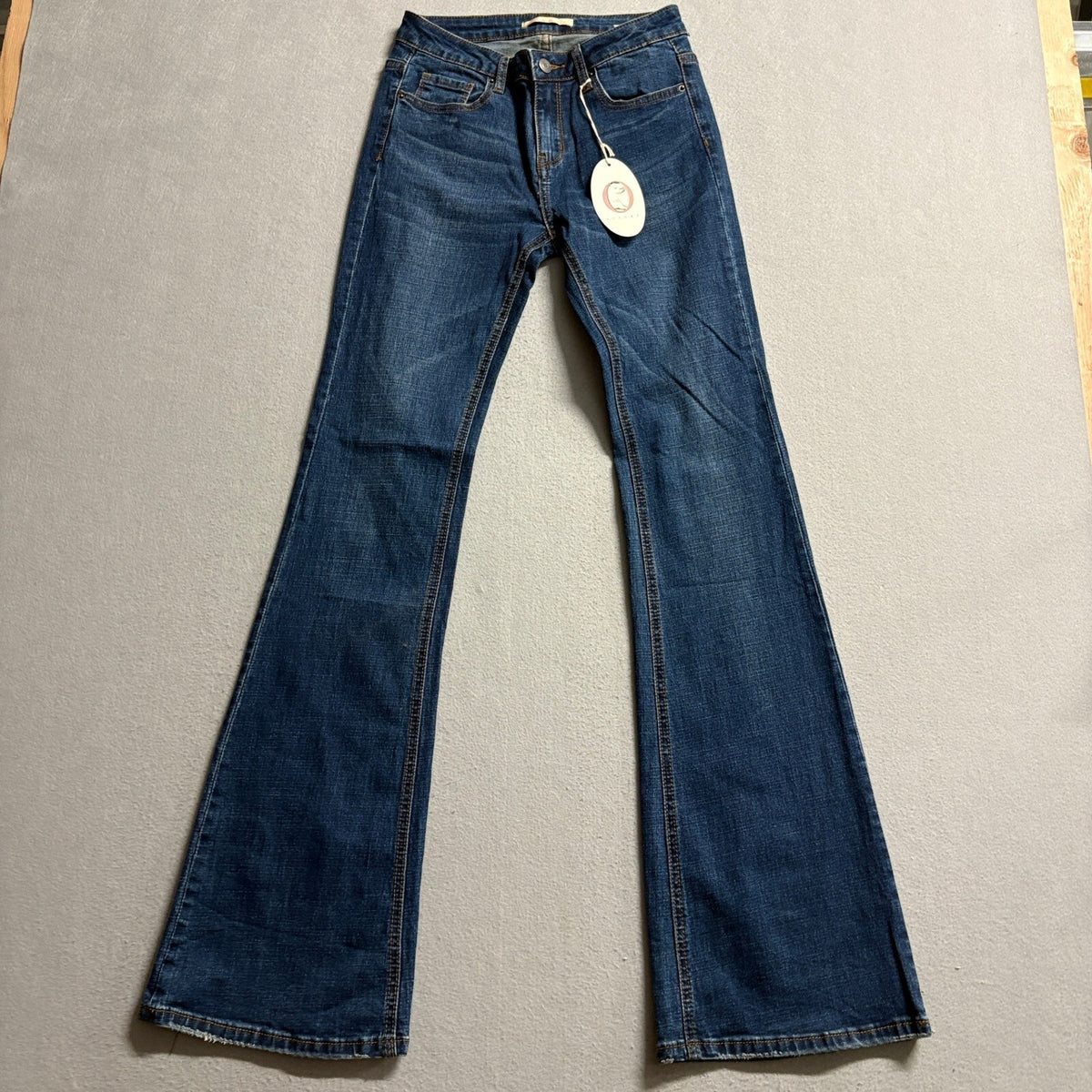 Bobore Flare Jeans Womens Size 28 Blue Denim Stretch Bell Bottom Pants New