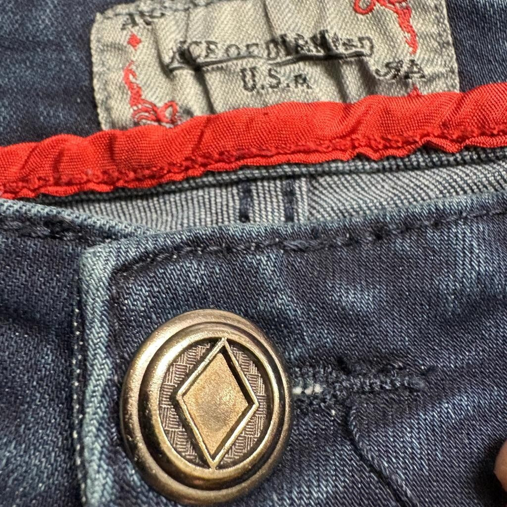 Ace of Diamond Jeans Mens 28x30 Blue Distressed Ripped Slim Straight Stretch