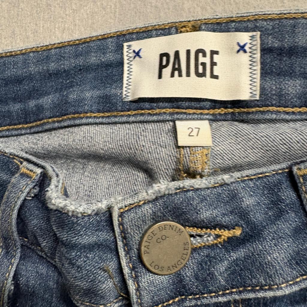 Paige Hoxton Ankle Skinny Jeans Womens Size 27 Blue Denim Raw Hem Stretch