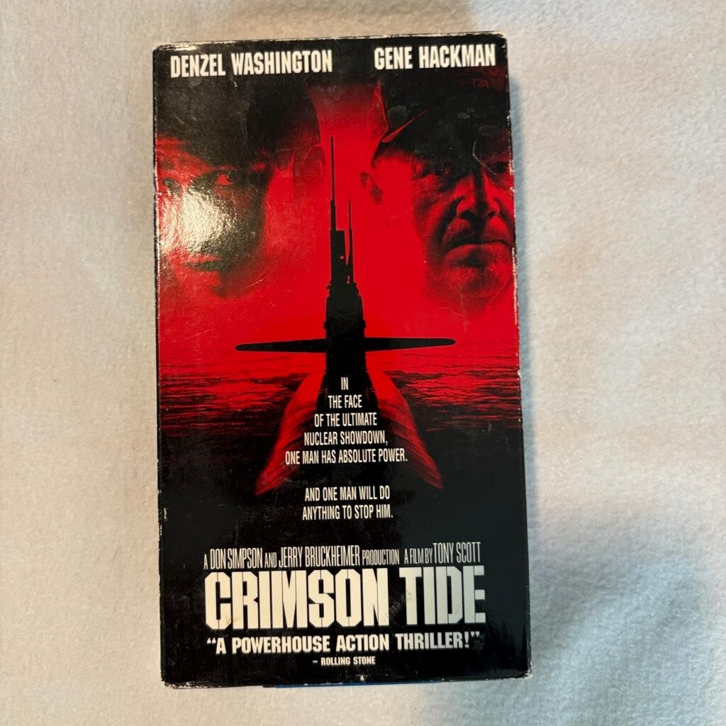 Crimson Tide VHS 1995 Denzel Washington Gene Hackman Blockbuster Video Case Tape