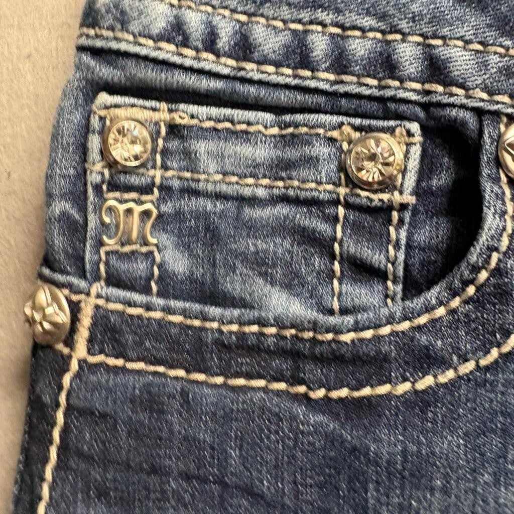 Miss Me Signature Bootcut Jeans Womens Size 30 Dark Wash Fleur De Lis
