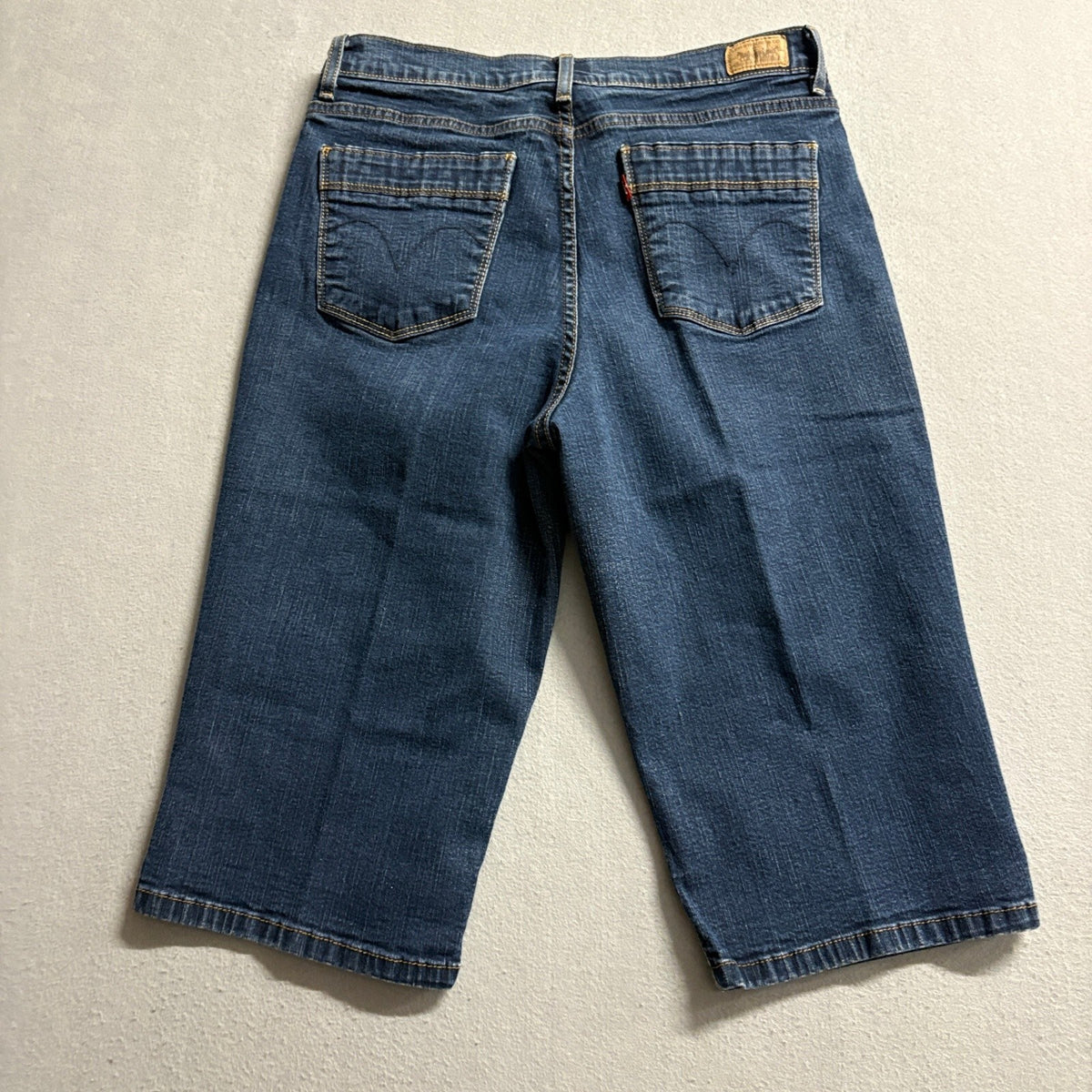 Levi's 512 Perfectly Slimming Denim Bermuda Shorts Womens Size 14 Blue Stretch