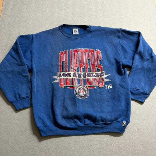 Vintage Los Angeles Clippers Logo 7 Sweatshirt Mens XL Blue NBA Crewneck USA