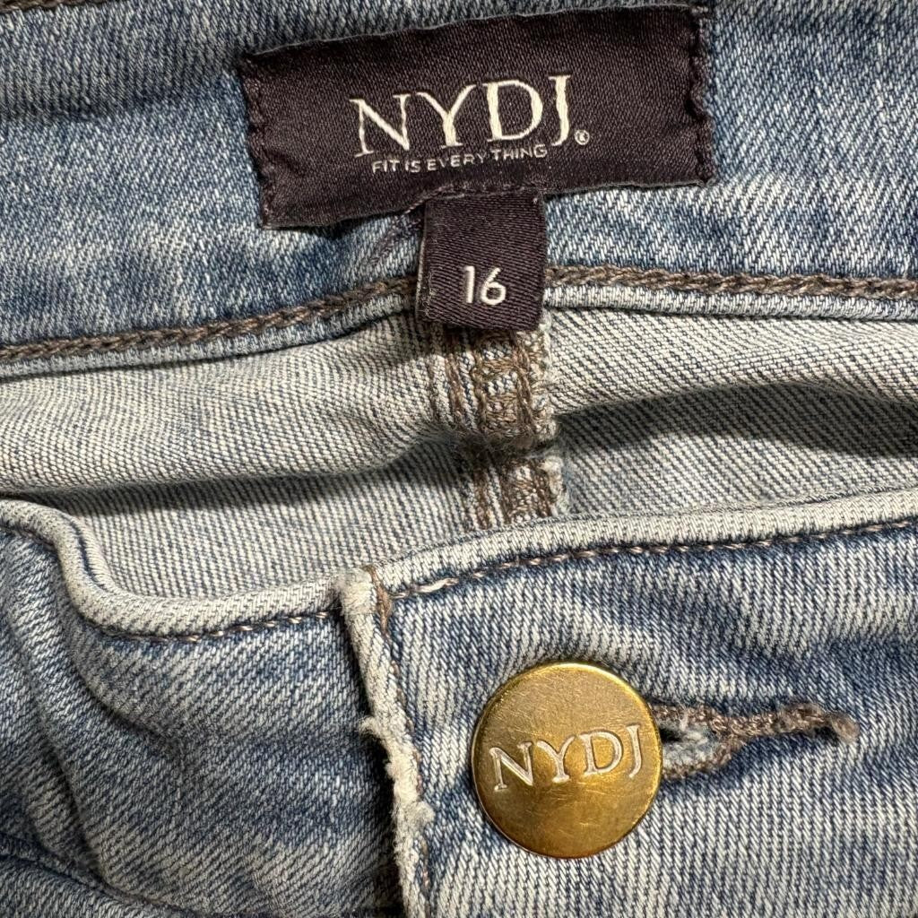 NYDJ Marilyn Straight Crop Jeans Womens 16 Blue Lift Tuck Denim Capris