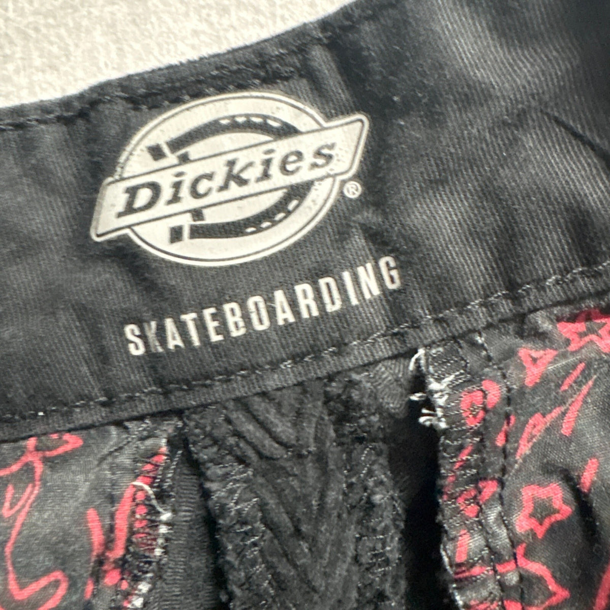 Dickies Skateboarding Double Knee Corduroy Pants Mens Black Raw Hem Cut Off